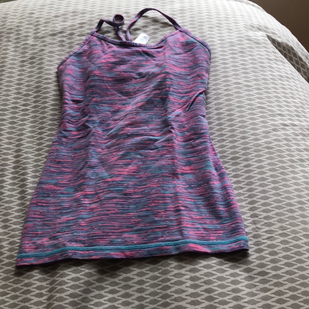 Blue, purple, and pink top